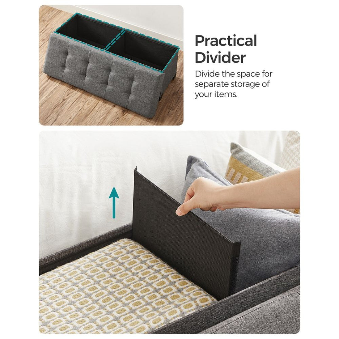 43.3 Inch Storage Ottoman Bench With Lid, Folding Storage Seat