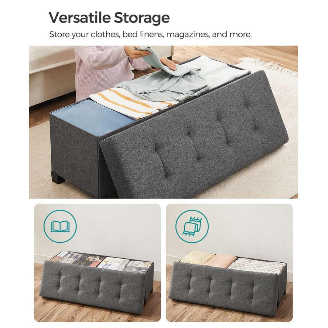 43.3 Inch Storage Ottoman Bench With Lid, Folding Storage Seat