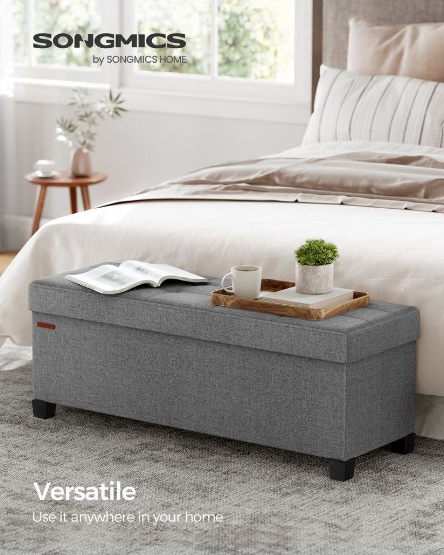 43.3 Inch Storage Ottoman Bench With Lid, Folding Storage Seat