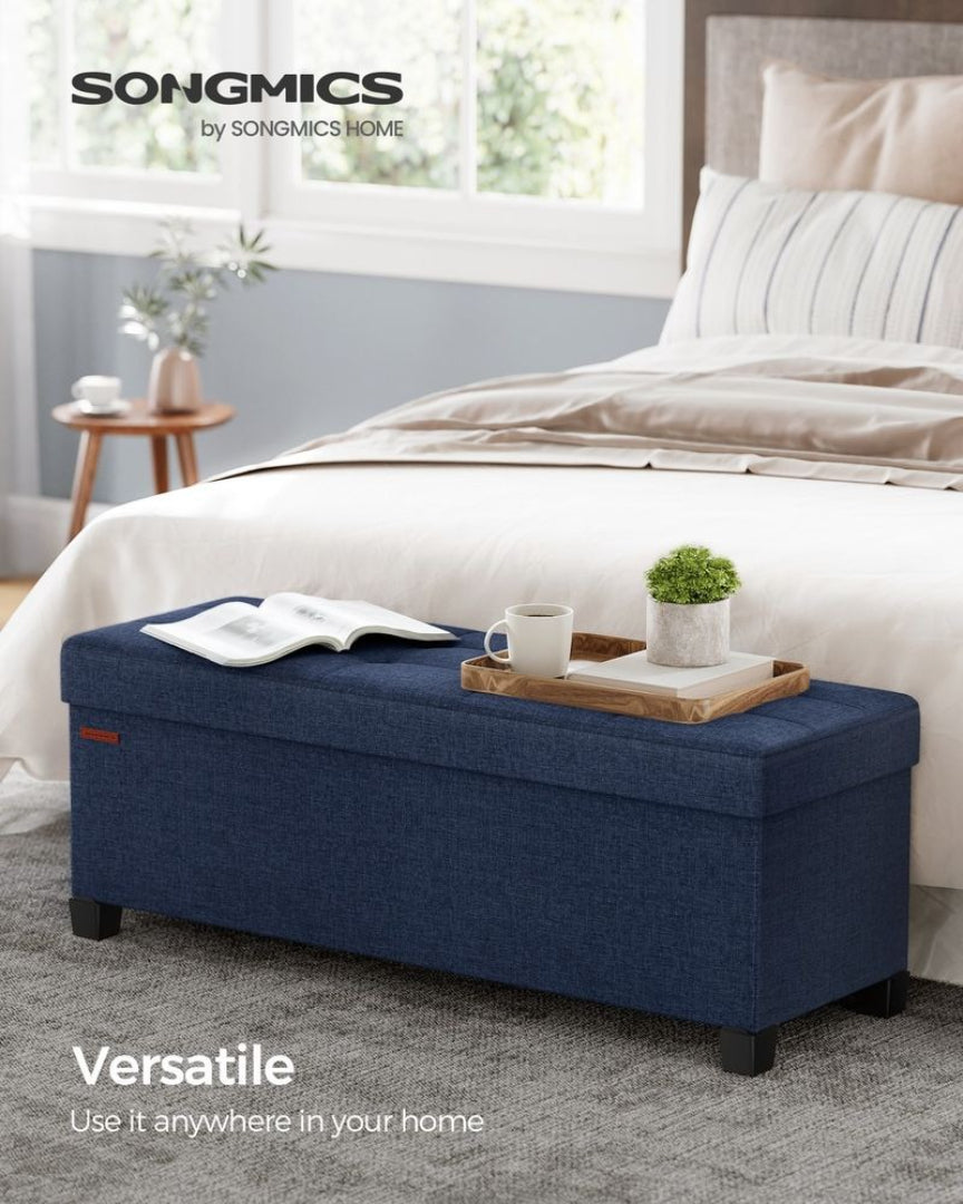 43.3 Inch Storage Ottoman Bench With Lid, Folding Storage Seat
