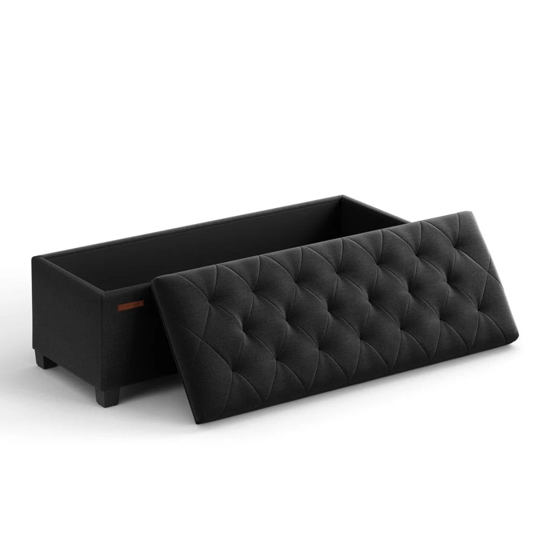 43.3 Inch Storage Ottoman Bench With Legs & Flip Lid Upholstered