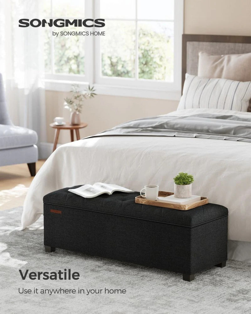 43.3 Inch Storage Ottoman Bench With Legs & Flip Lid Upholstered