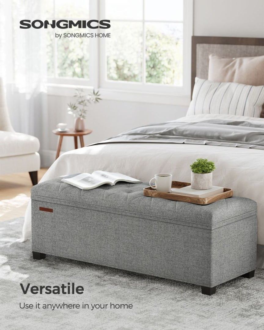 43.3 Inch Storage Ottoman Bench With Legs & Flip Lid Upholstered