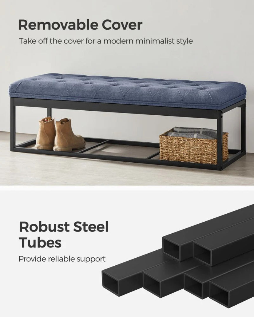43.3 Inch Storage Ottoman Bench With Legs & Flip Lid Upholstered
