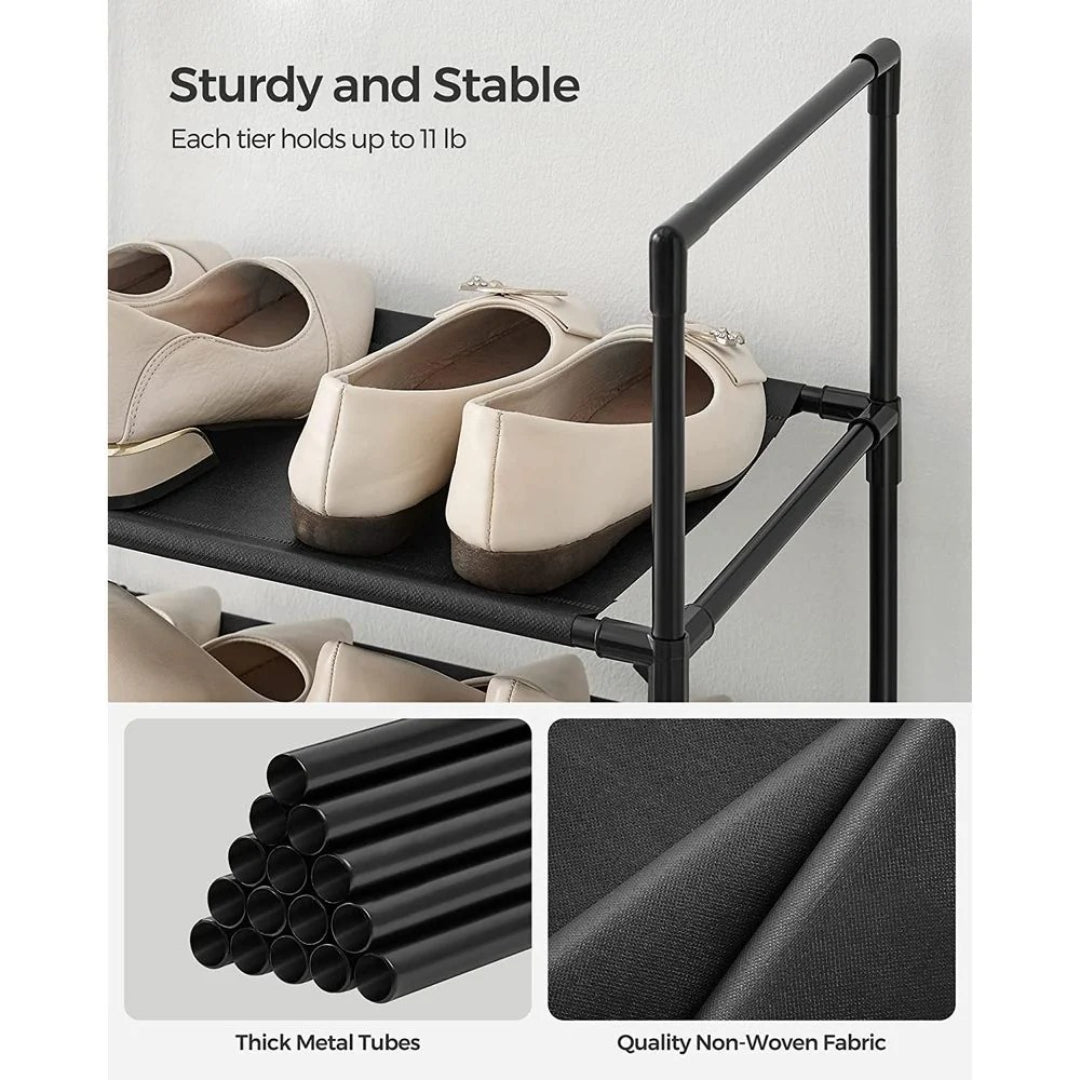 10 Tier Shoe Rack With Metal Frame, Tall Narrow Shoe Organizer