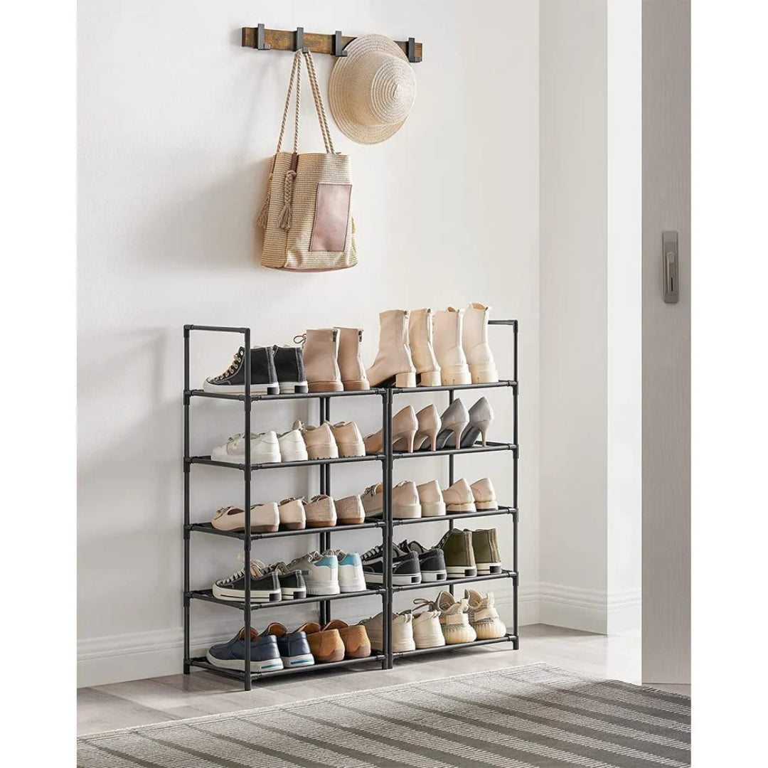 10 Tier Shoe Rack With Metal Frame, Tall Narrow Shoe Organizer