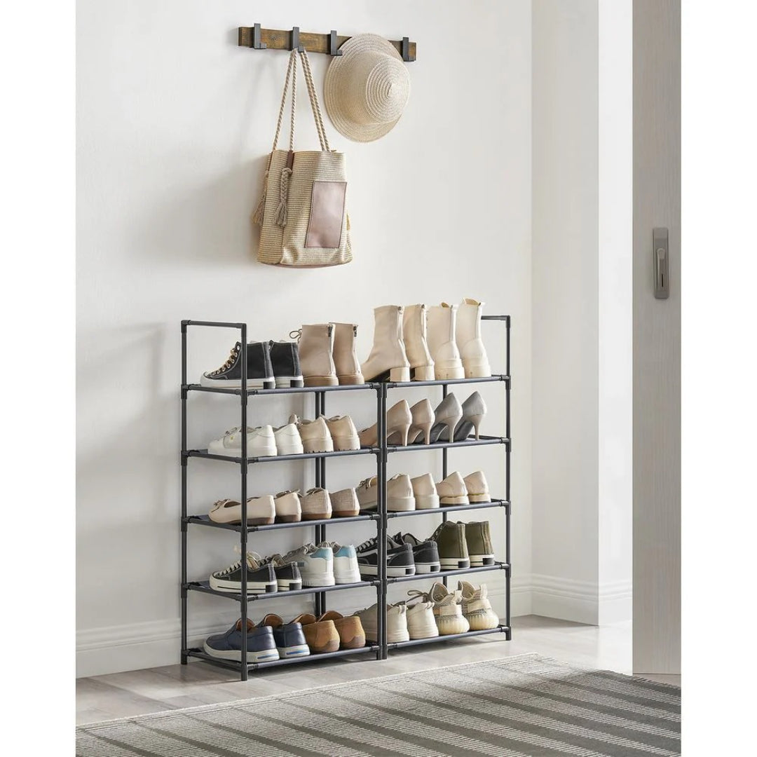 10 Tier Shoe Rack With Metal Frame, Tall Narrow Shoe Organizer