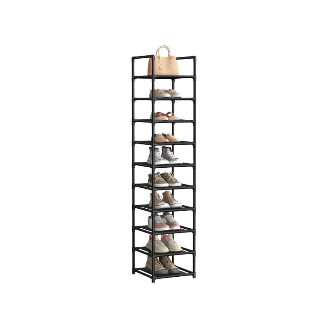 10 Tier Shoe Rack With Metal Frame, Tall Narrow Shoe Organizer