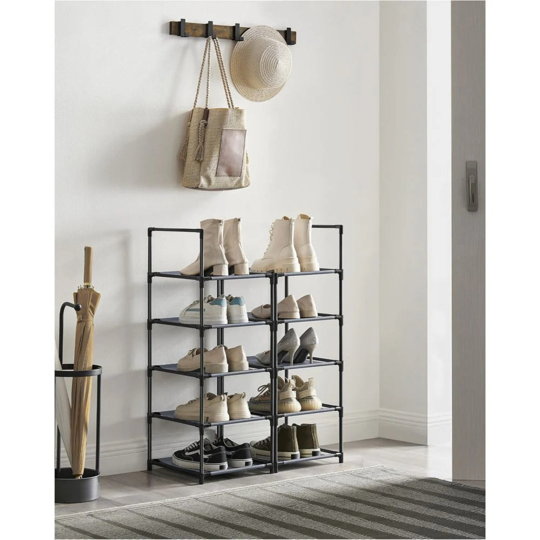 10 Tier Shoe Rack With Metal Frame, Tall Narrow Shoe Organizer