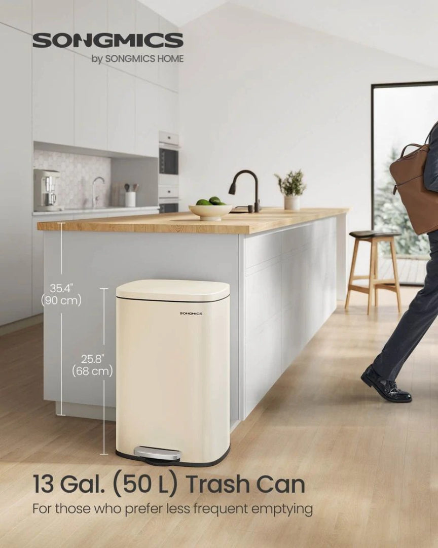 13-Gallon Stainless Steel Step Trash Can with Soft-Close Lid