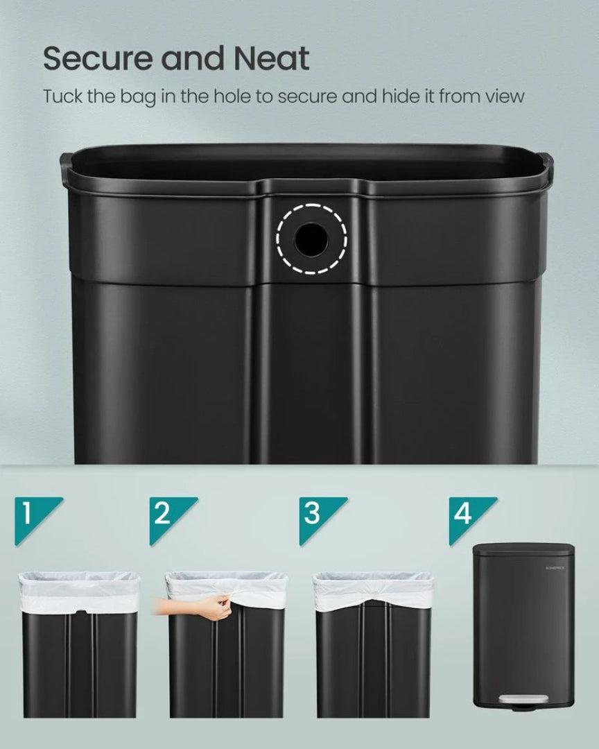 13-Gallon Stainless Steel Step Trash Can with Soft-Close Lid