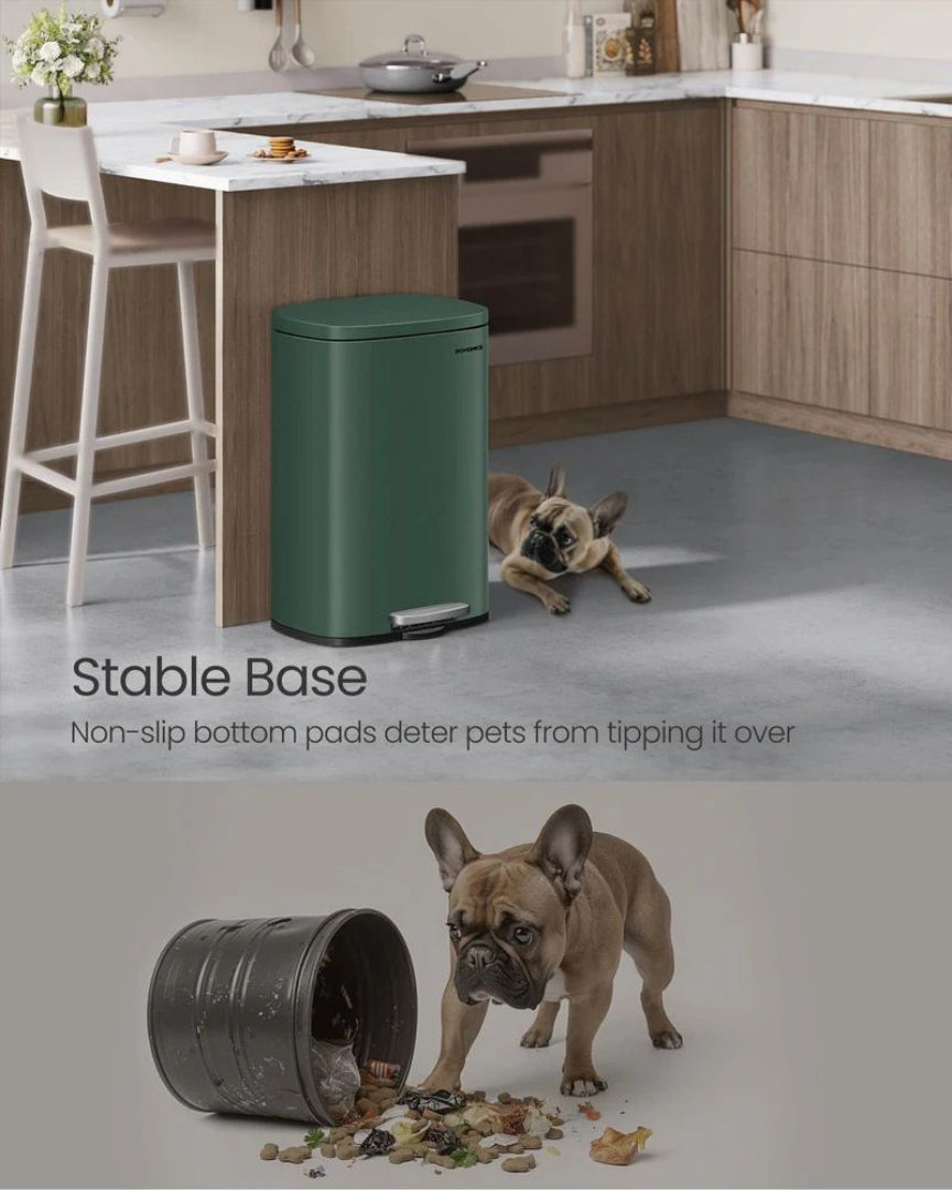 13-Gallon Stainless Steel Step Trash Can with Soft-Close Lid
