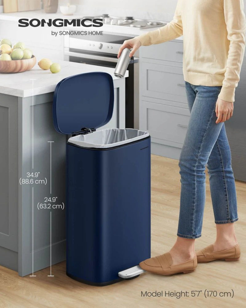 13-Gallon Stainless Steel Step Trash Can with Soft-Close Lid