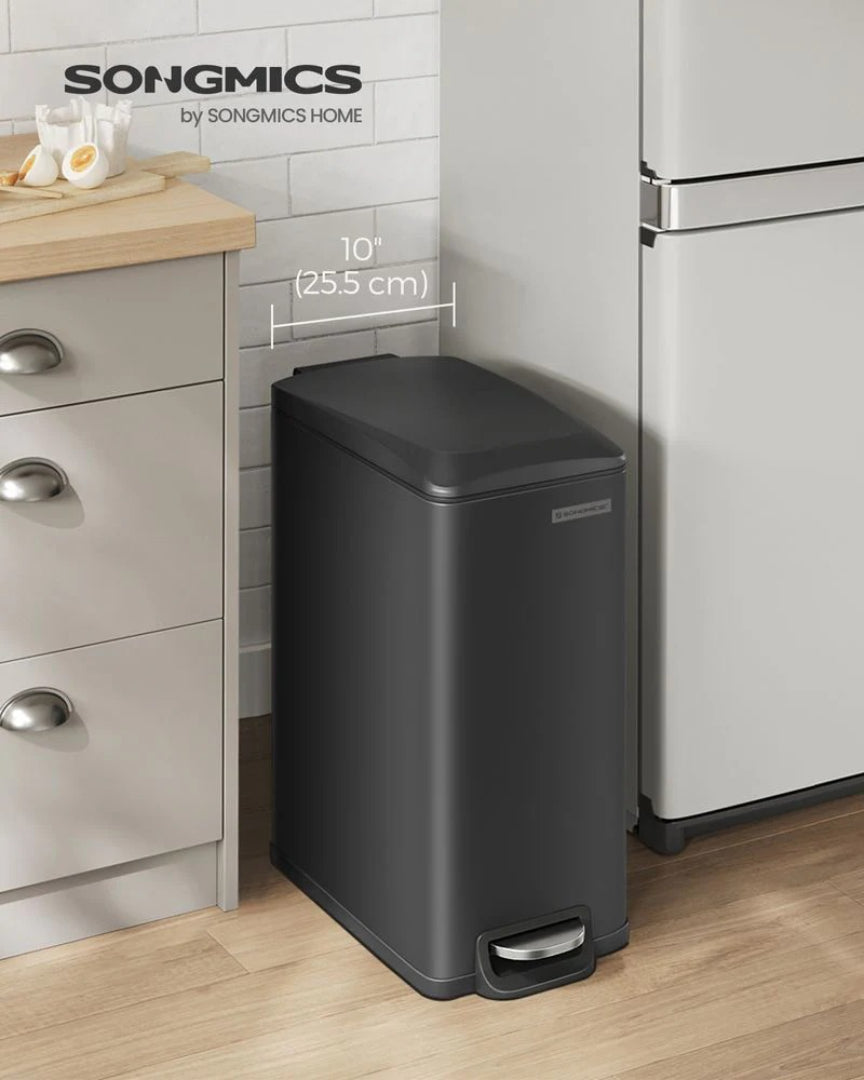 13-Gallon Slim Kitchen Trash Can with Soft-Close Lid and Inner Bucket