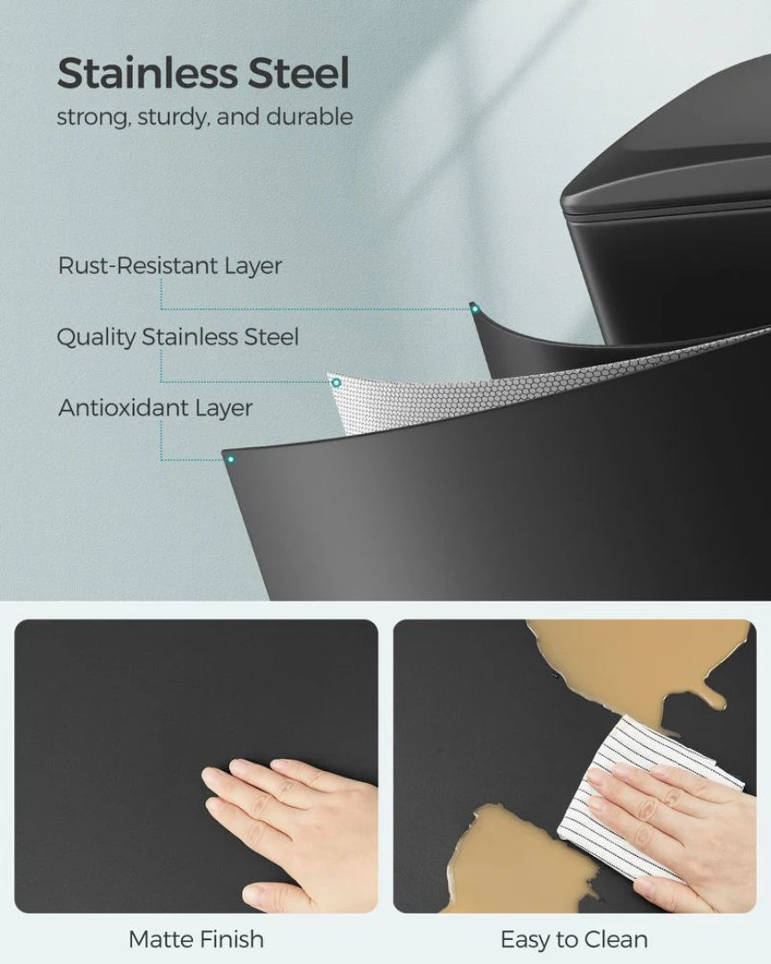 13-Gallon Slim Kitchen Trash Can with Soft-Close Lid and Inner Bucket