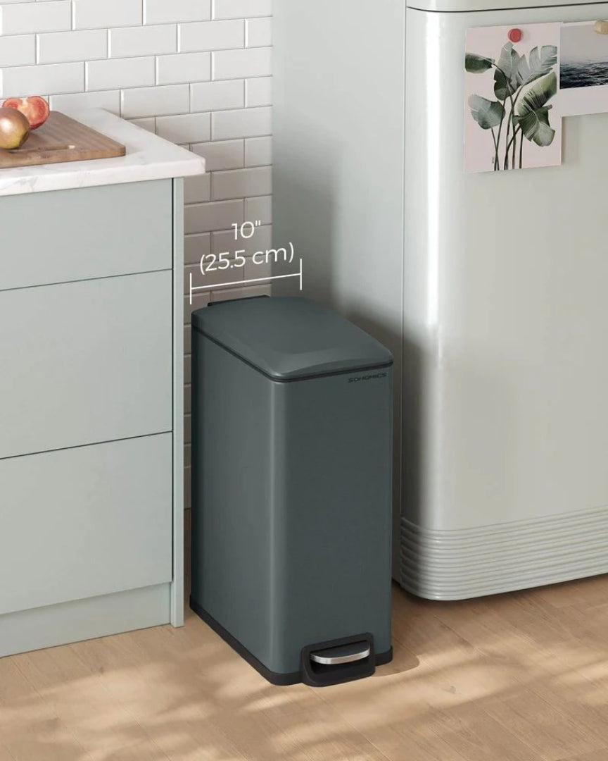 13-Gallon Slim Kitchen Trash Can with Soft-Close Lid and Inner Bucket