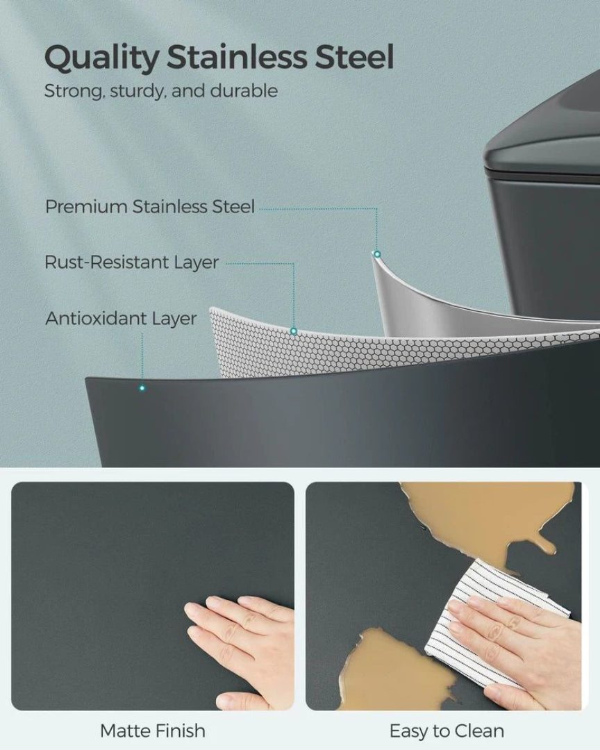 13-Gallon Slim Kitchen Trash Can with Soft-Close Lid and Inner Bucket