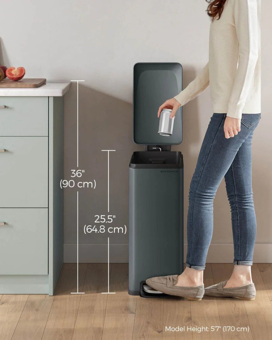 13-Gallon Slim Kitchen Trash Can with Soft-Close Lid and Inner Bucket