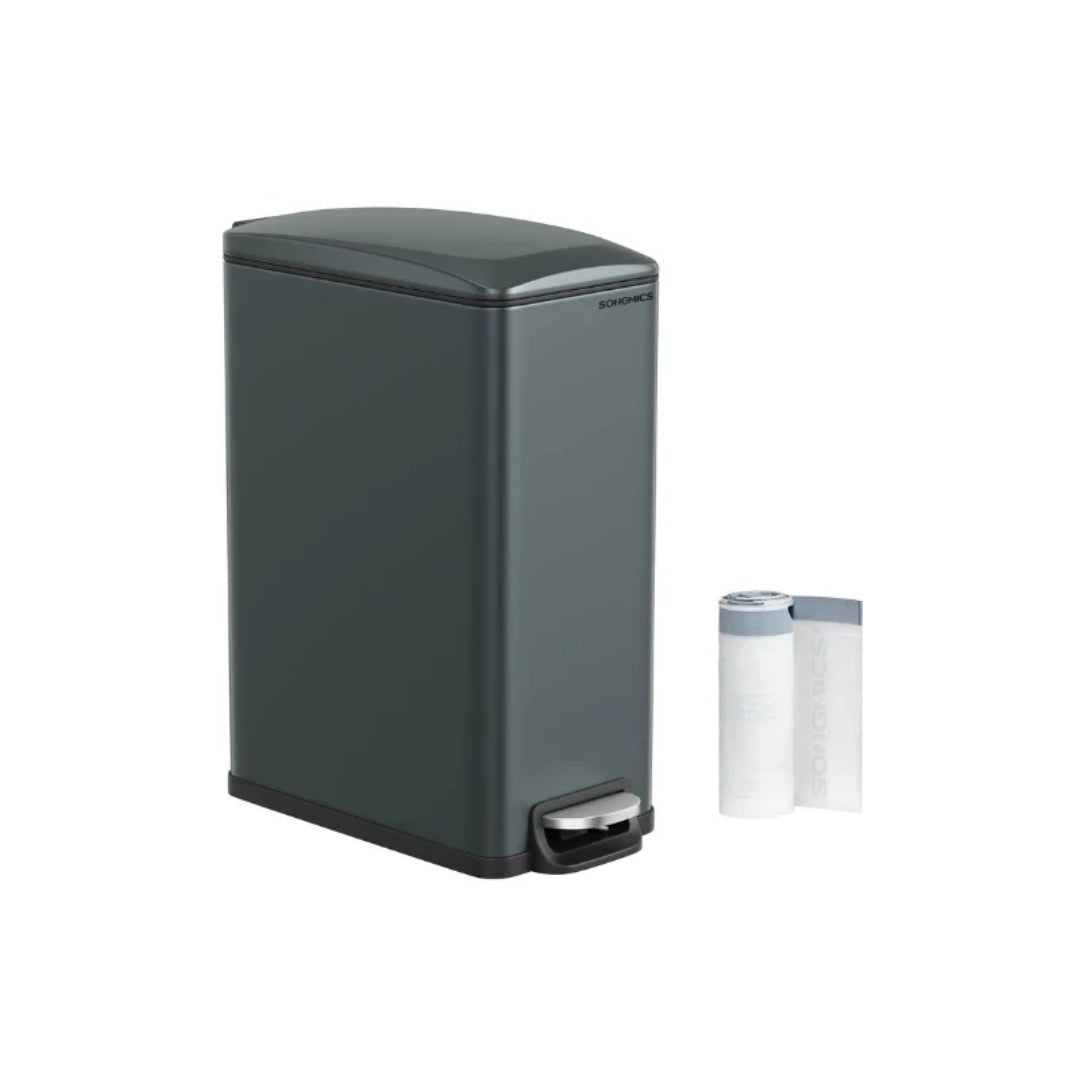 13-Gallon Slim Kitchen Trash Can with Soft-Close Lid and Inner Bucket