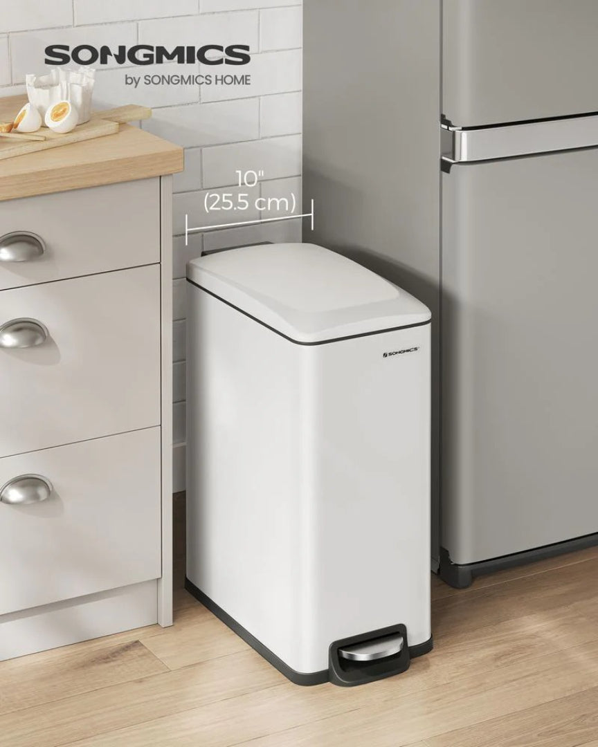 13-Gallon Slim Kitchen Trash Can with Soft-Close Lid and Inner Bucket