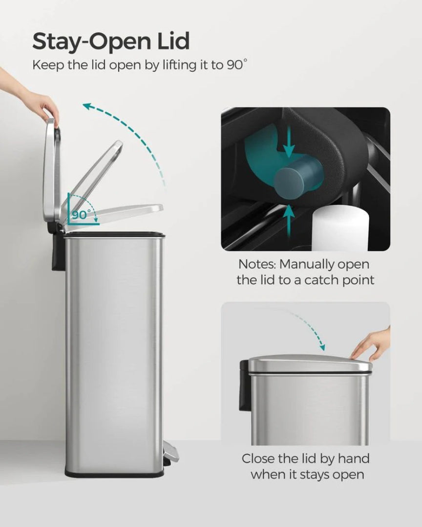 10.5-Gallon Stainless Steel Kitchen Trash Can with Soft-Close Lid
