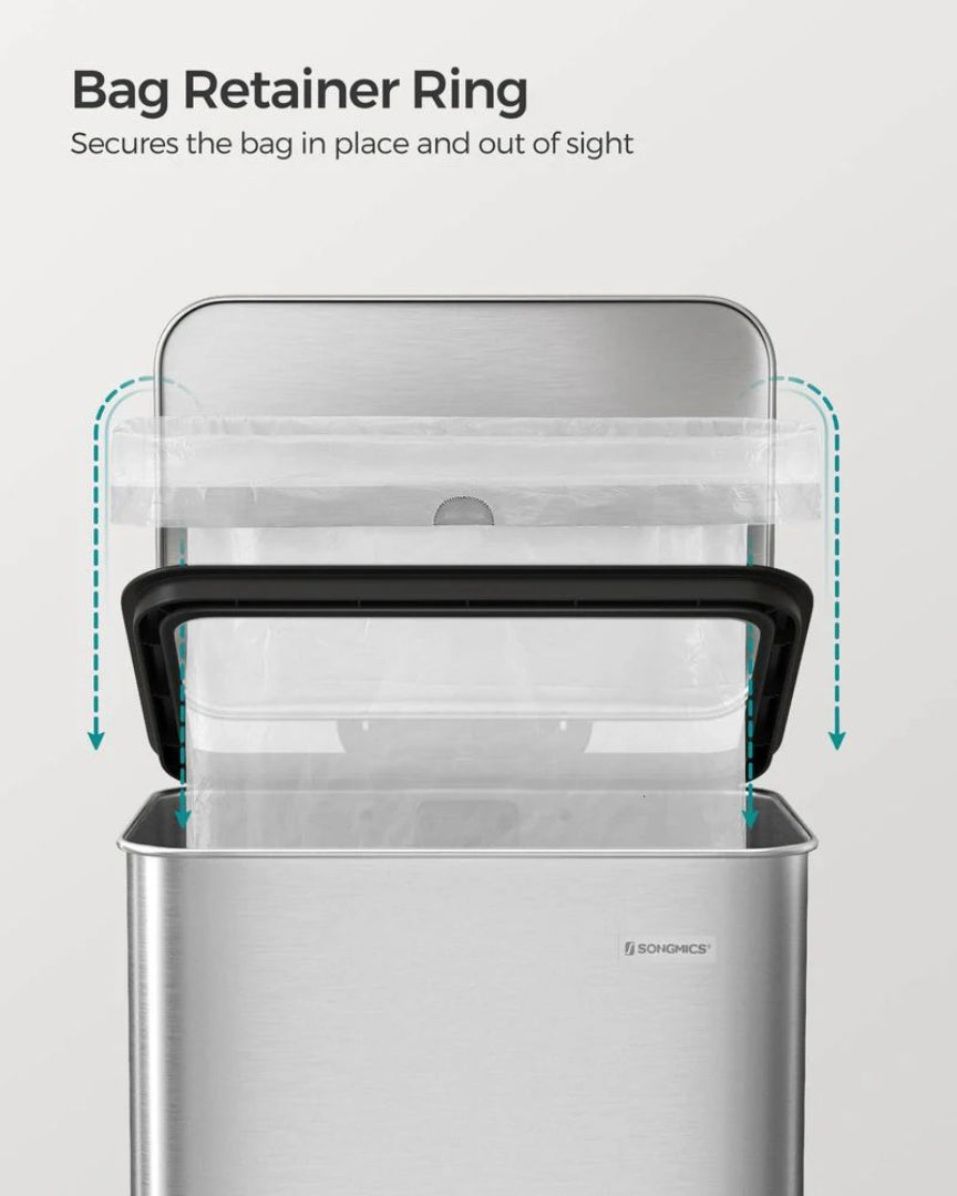 10.5-Gallon Stainless Steel Kitchen Trash Can with Soft-Close Lid