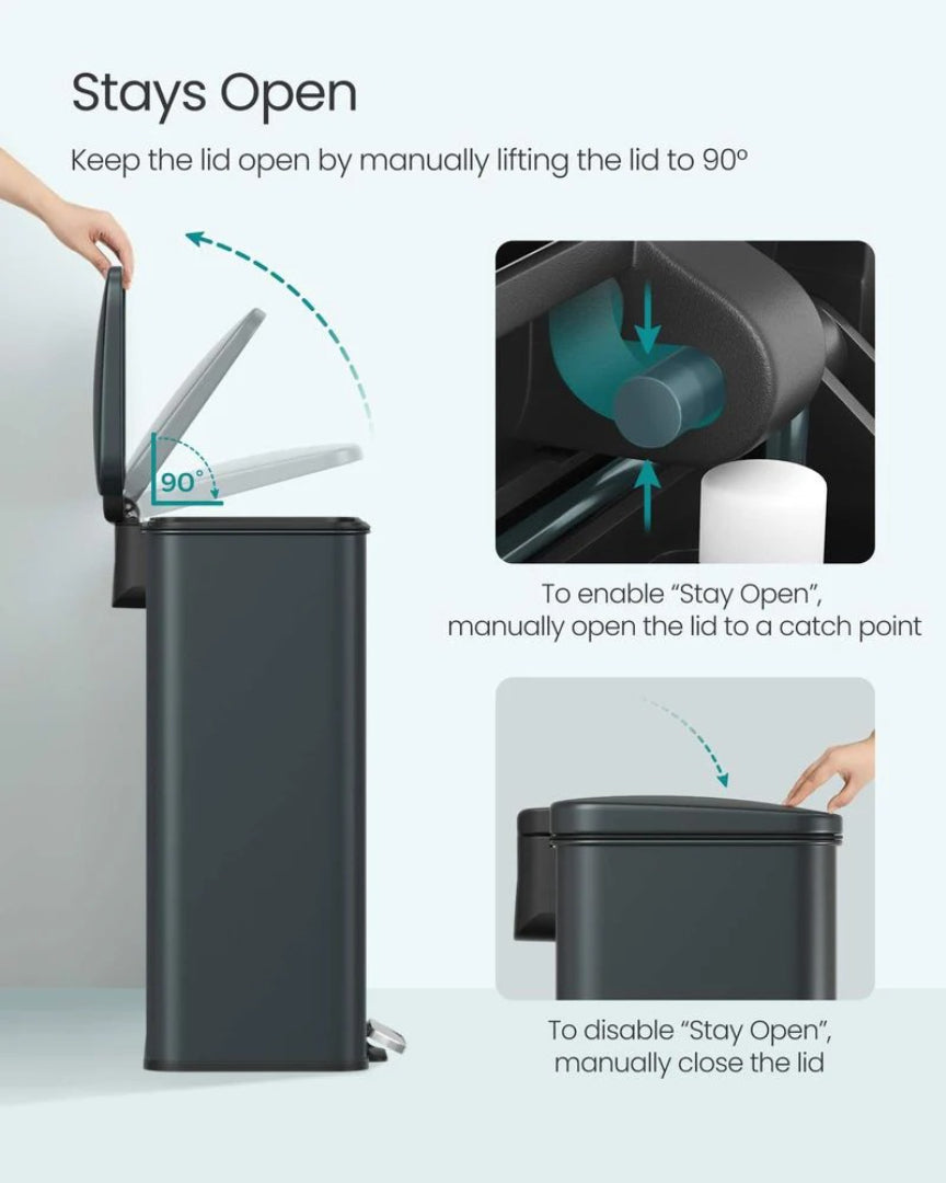 10.5-Gallon Stainless Steel Kitchen Trash Can with Soft-Close Lid