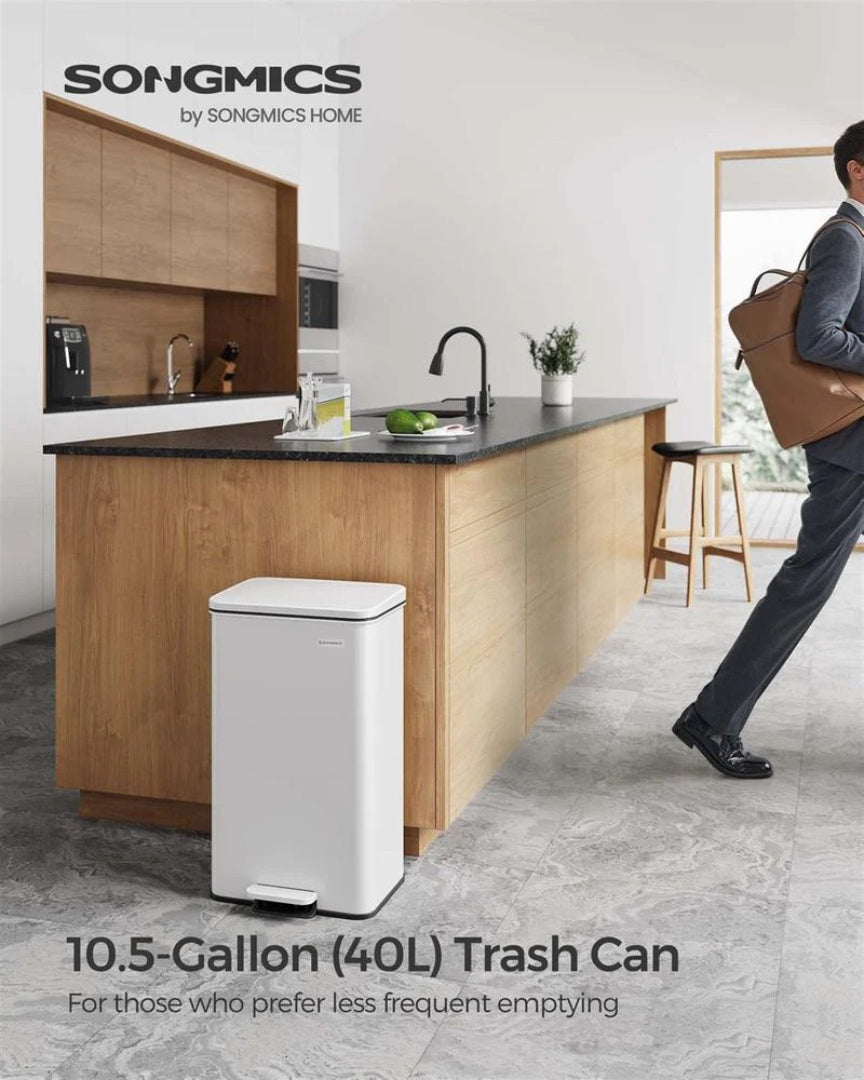 10.5-Gallon Stainless Steel Kitchen Trash Can with Soft-Close Lid
