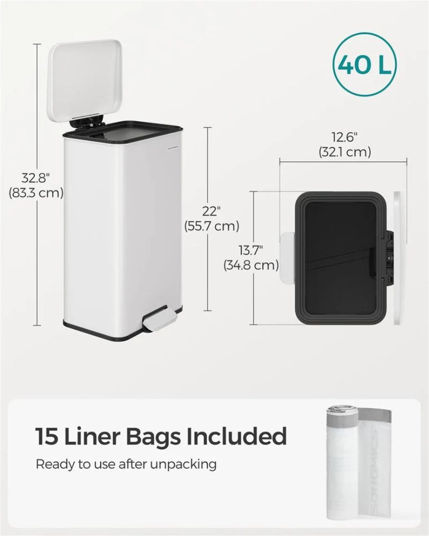 10.5-Gallon Stainless Steel Kitchen Trash Can with Soft-Close Lid