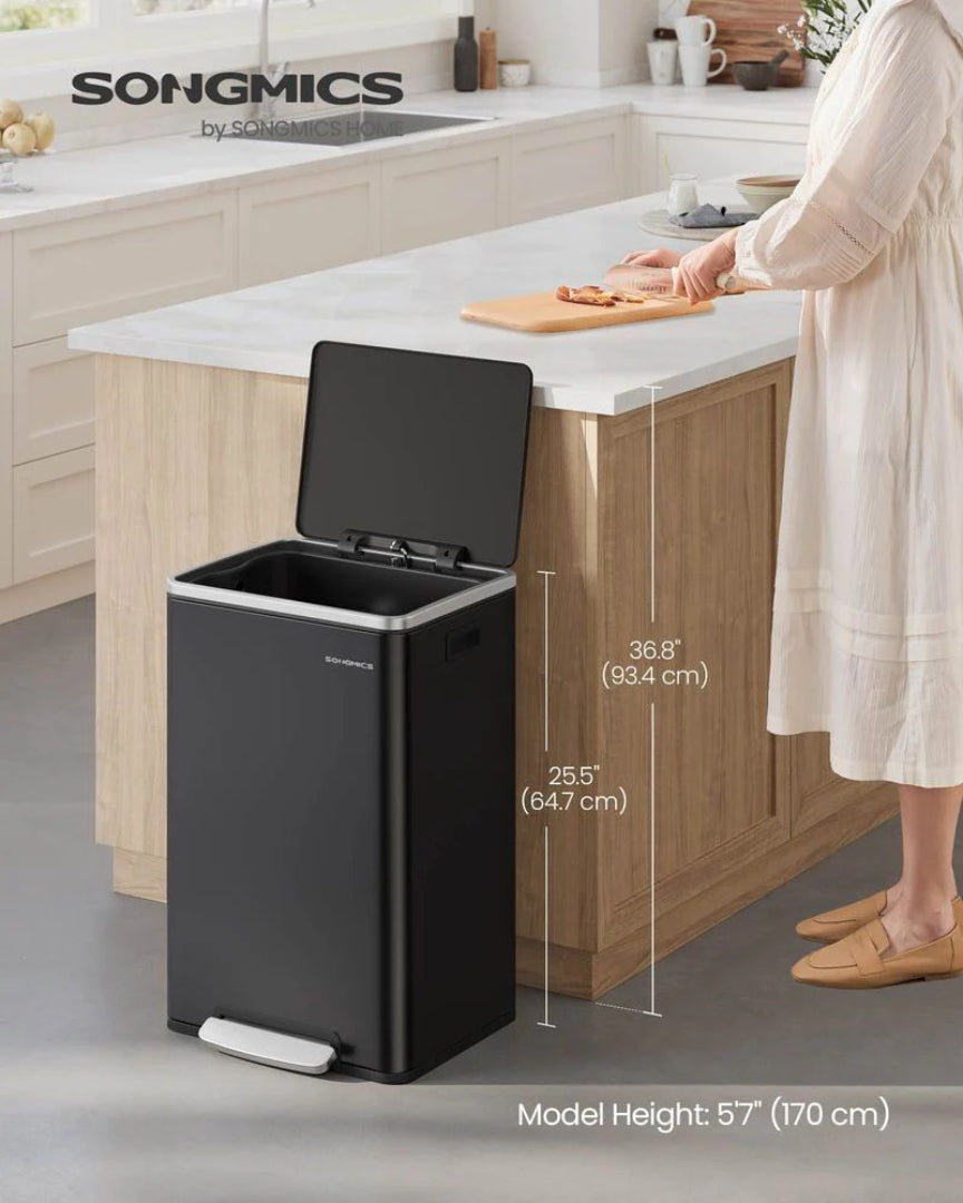 13-Gallon Stainless Steel Trash Can with Soft-Close Lid and Pedal