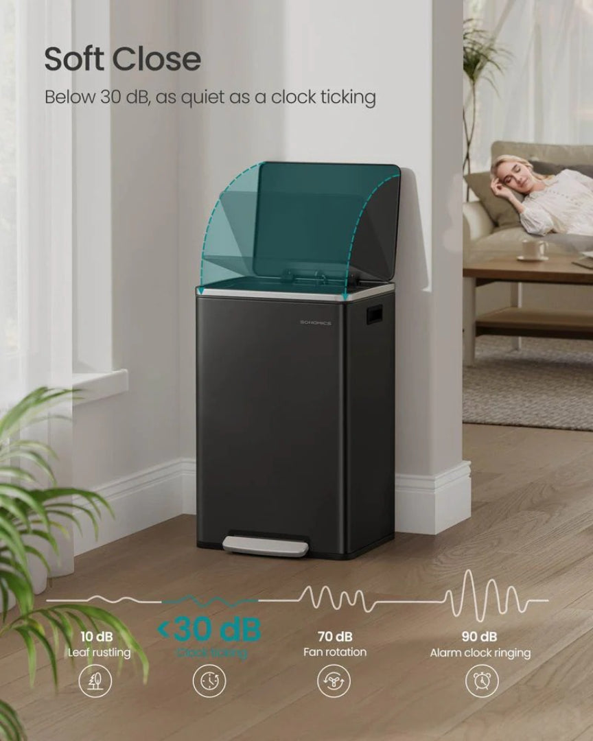 13-Gallon Stainless Steel Trash Can with Soft-Close Lid and Pedal