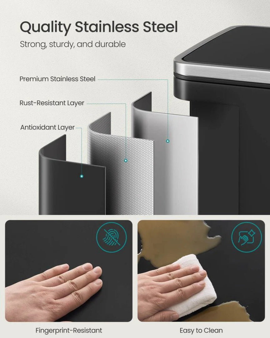 13-Gallon Stainless Steel Trash Can with Soft-Close Lid and Pedal