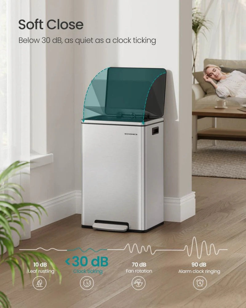 13-Gallon Stainless Steel Trash Can with Soft-Close Lid and Pedal