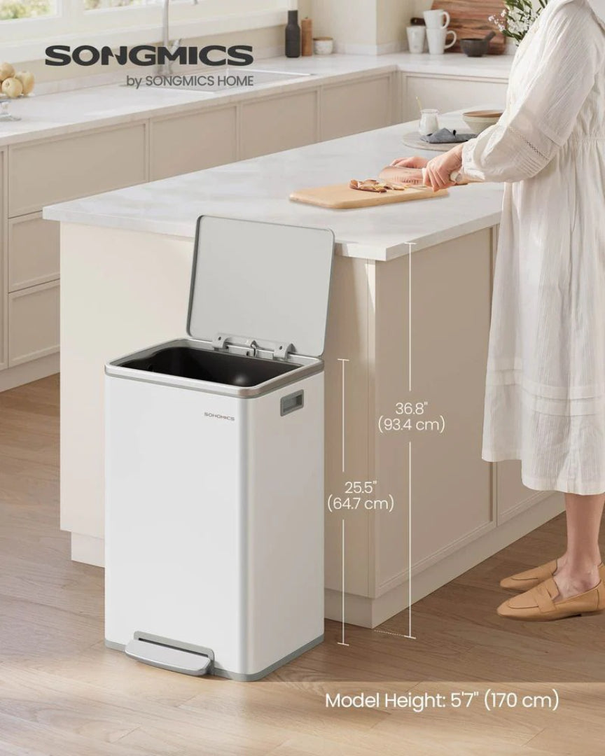 13-Gallon Stainless Steel Trash Can with Soft-Close Lid and Pedal