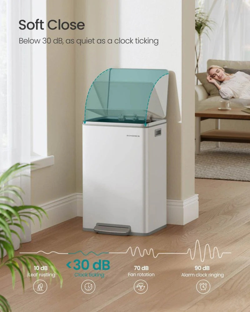 13-Gallon Stainless Steel Trash Can with Soft-Close Lid and Pedal