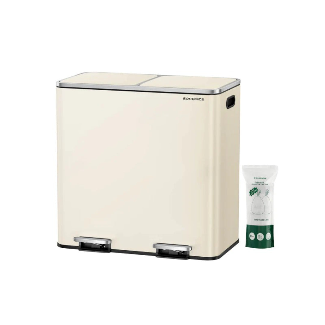 Dual Compartment Kitchen Trash Can with Pedal, 2 x 10.6 Gallon