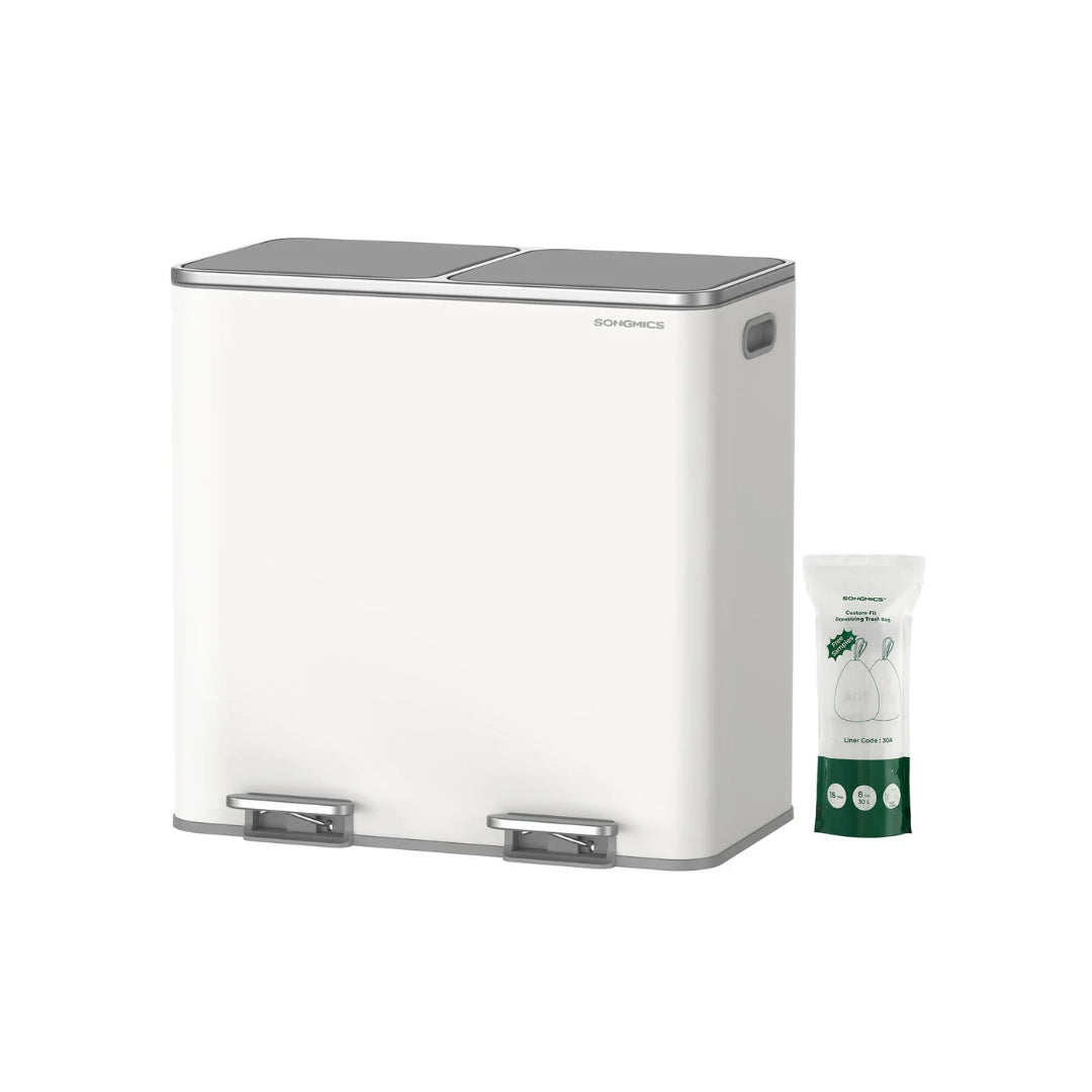 Dual Compartment Kitchen Trash Can with Pedal, 2 x 10.6 Gallon