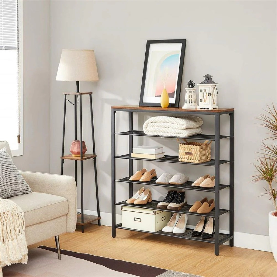 6/8 Tier Shoe Rack With Metal Shelves, 39.4 Inch Wide Organizer