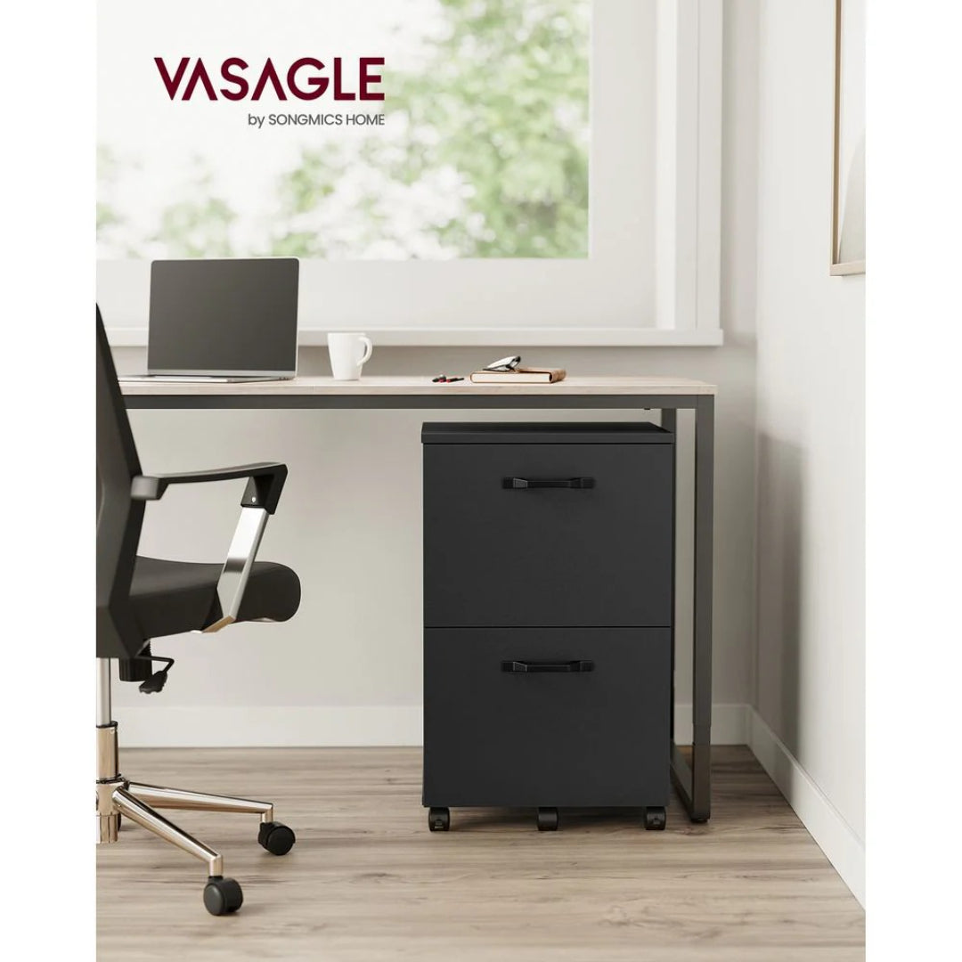 2 Drawer Rolling File Cabinet With Lockable Wheels, 27.6 Inch Unit