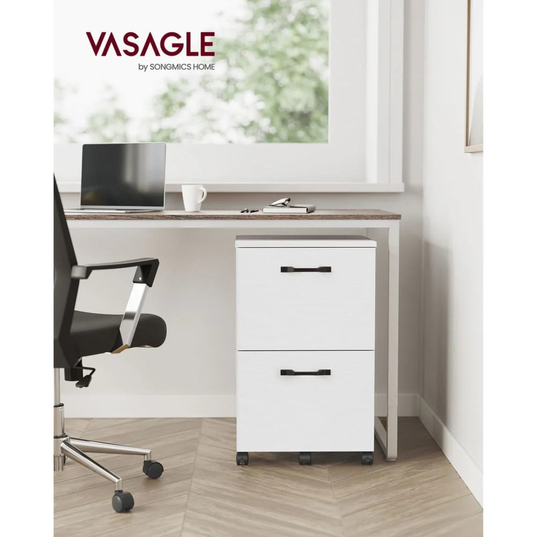 2 Drawer Rolling File Cabinet With Lockable Wheels, 27.6 Inch Unit