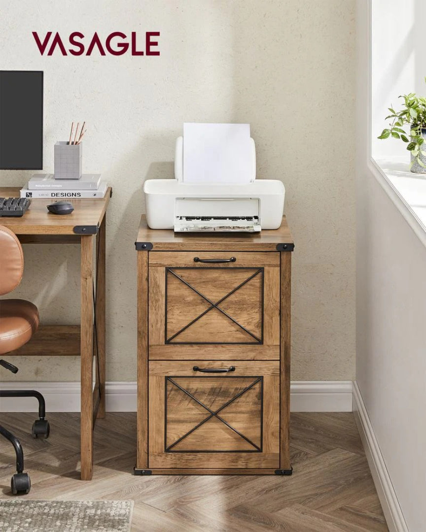 2 Drawer File Cabinet For A4 Files, Farmhouse Office Storage Unit