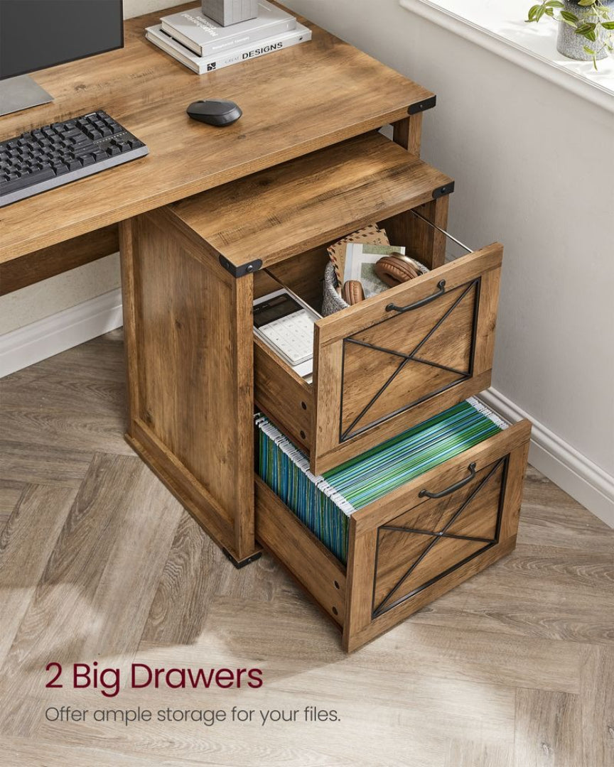 2 Drawer File Cabinet For A4 Files, Farmhouse Office Storage Unit