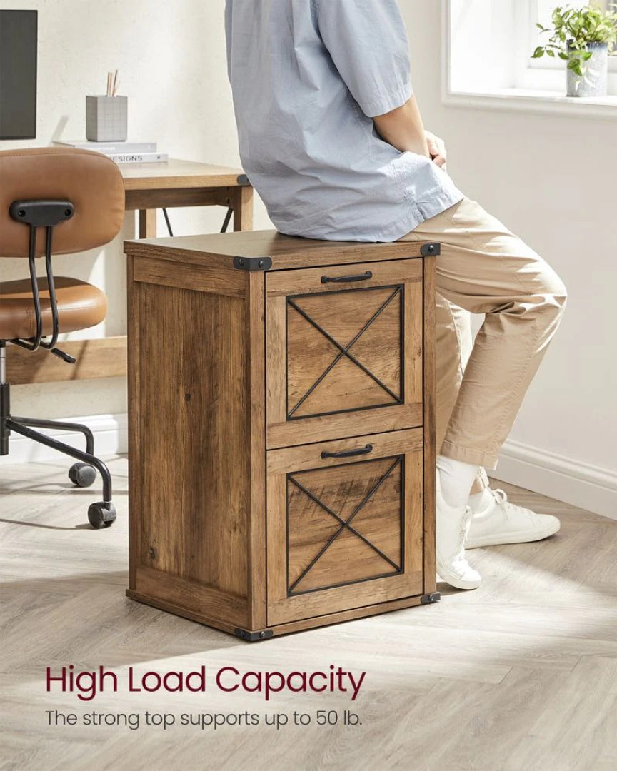 2 Drawer File Cabinet For A4 Files, Farmhouse Office Storage Unit