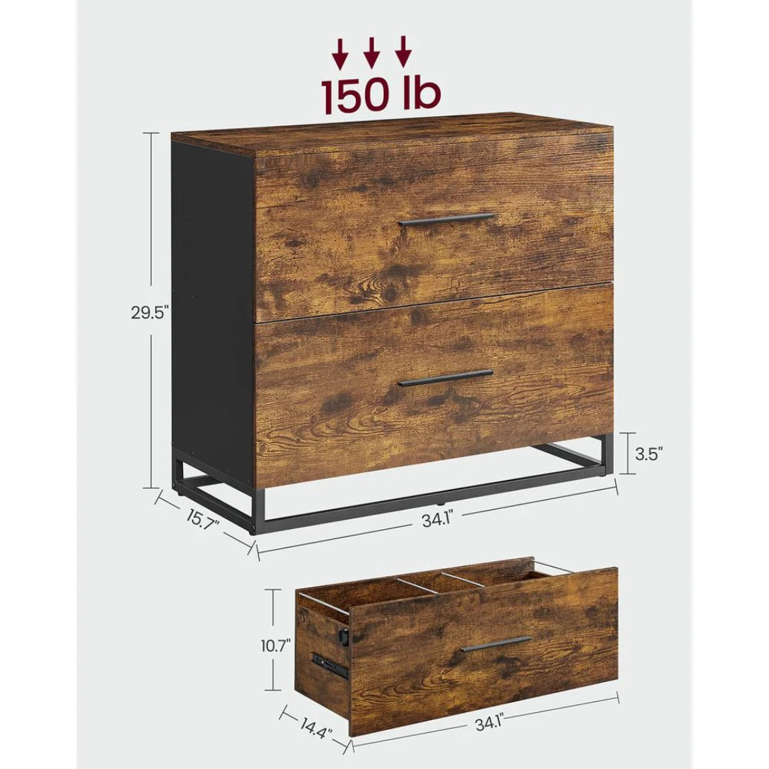 2 Drawer Lateral File Cabinet For A4 Letter Legal Files, 34.1 Inch