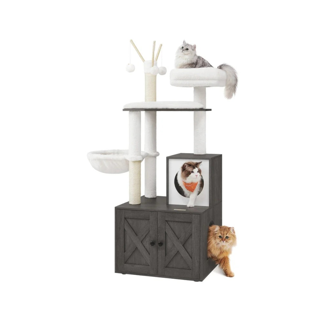 Cat Tree With Litter Box Enclosure Multi Level Cat Tower 22.6in