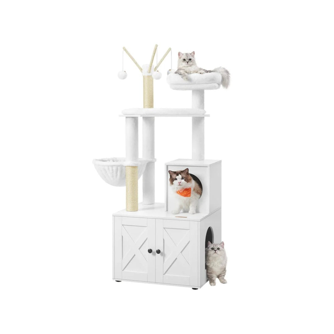 Cat Tree With Litter Box Enclosure Multi Level Cat Tower 22.6in