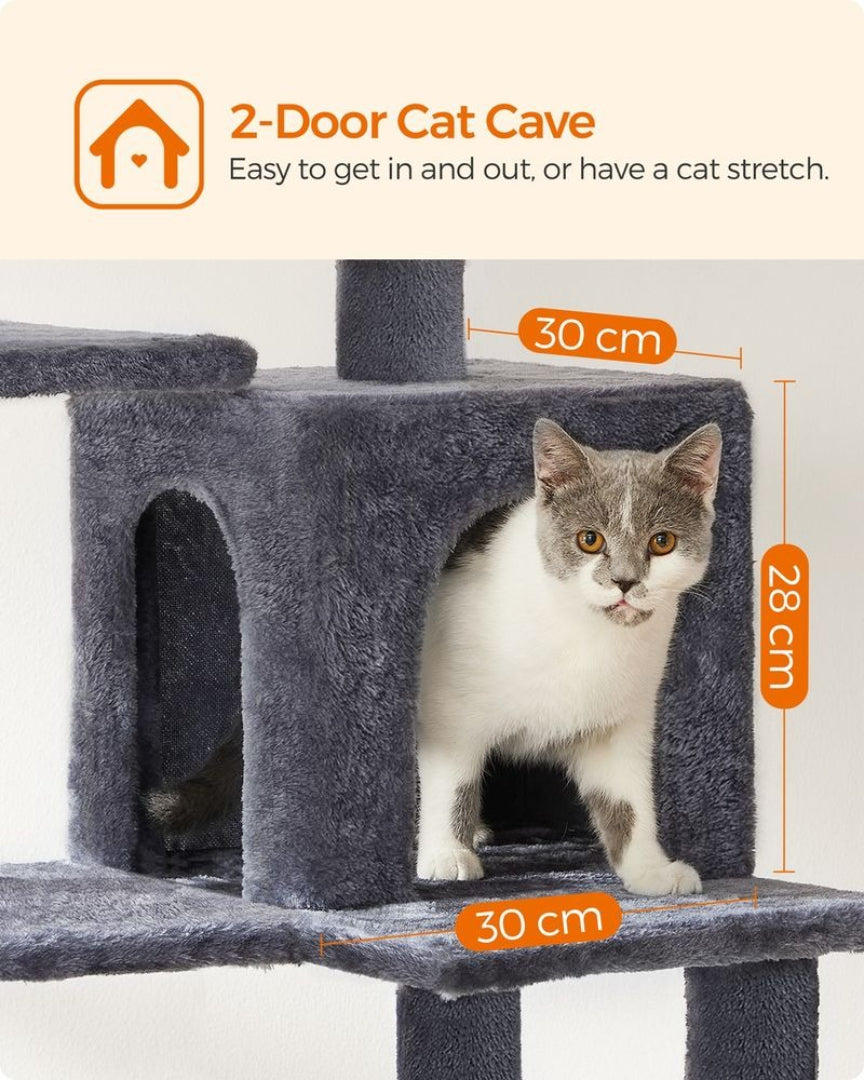 Cat Tower 56.3in Tall Multi Level Cat Tree With Hammock