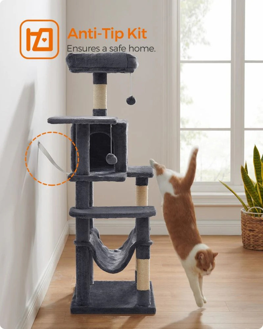 Cat Tower 56.3in Tall Multi Level Cat Tree With Hammock