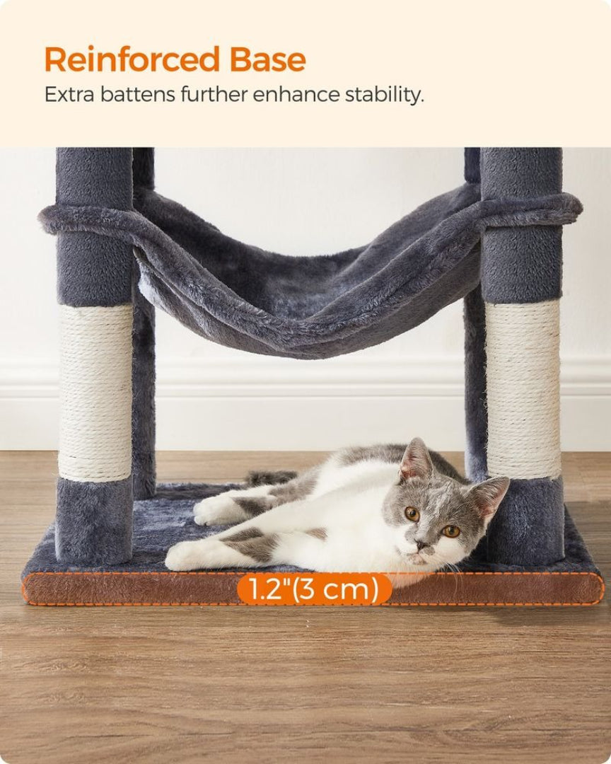 Cat Tower 56.3in Tall Multi Level Cat Tree With Hammock