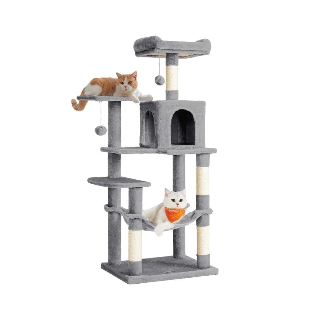 Cat Tower 56.3in Tall Multi Level Cat Tree With Hammock